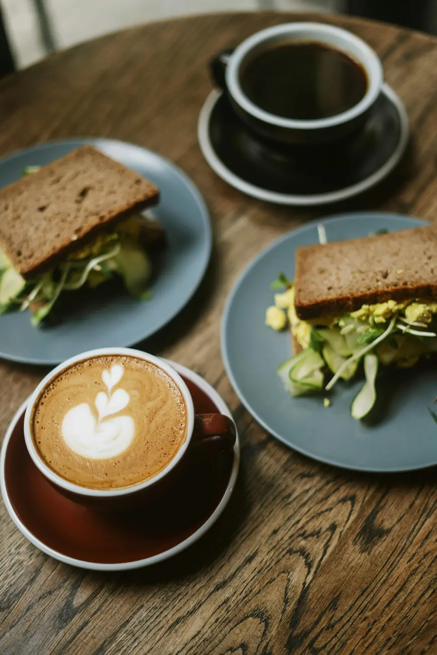 Sandwich served along with coffee