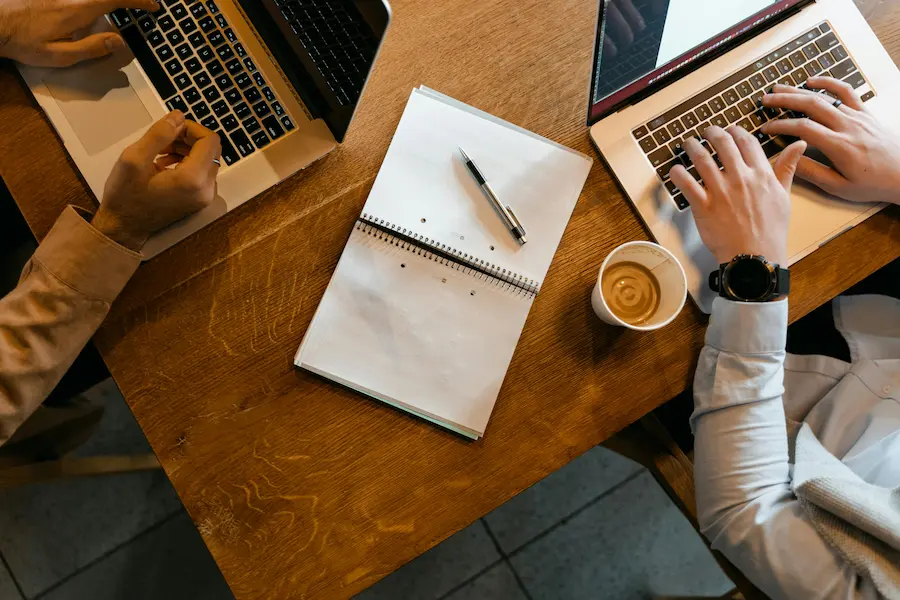 two people working inside cafe